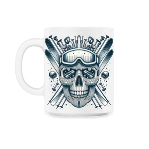 Ski Gear Skull Shirt Snowy Mountain Skull Apparel - 11oz Mug - White