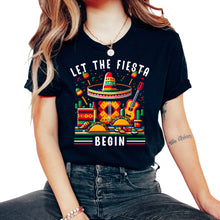 Load image into Gallery viewer, Let The Fiesta Begin Mexican Festivity Mexico Cinco De Mayo T Shirt - Unisex T-Shirt - Black

