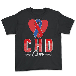 Heart Disease Awareness Shirt, CHD Crew Tee, Gift For Heart - Youth Tee - Black