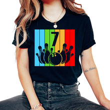 Load image into Gallery viewer, Children's Bowling Birthday 7 Bowling Theme 7th Birthday Outfit 7 - Unisex T-Shirt - Black
