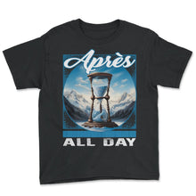 Load image into Gallery viewer, Apres All Day Ski Hourglass Alpine Timeless Trails Skiing Sands Of - Youth Tee - Black
