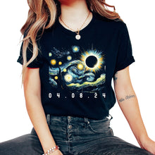 Load image into Gallery viewer, 04 08 2024 Total Solar Eclipse Starry Night Van Gogh Eclipse T Shirt - Unisex T-Shirt - Black
