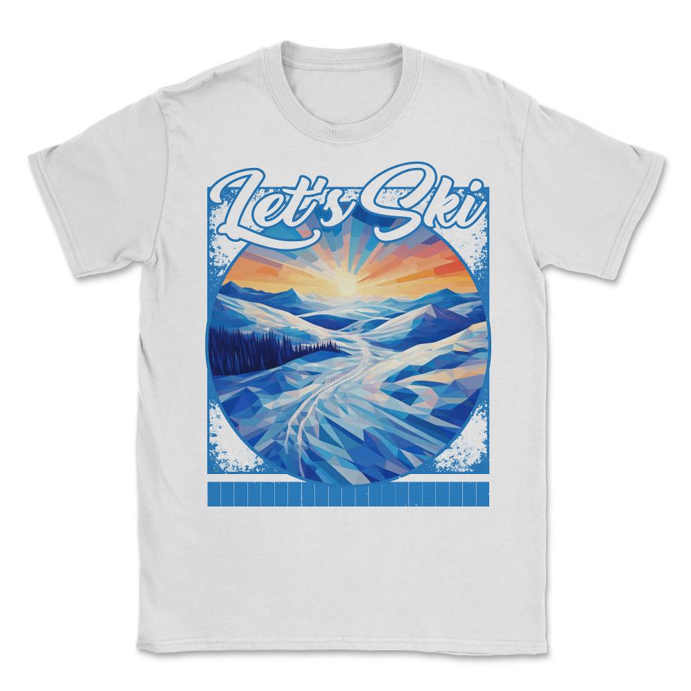 Let’s Ski Abstract Alpine Art Gradient Glades Geometric Skiing - Unisex T-Shirt - White