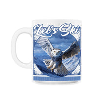 Load image into Gallery viewer, Let’s Ski Snowy Owl Flight Twilight Mountains Graceful Wingspan - 11oz Mug - White
