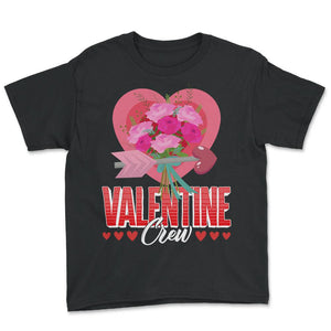 Valentine Shirt, Valentine Crew Heart Arrow Floral Tee, Happy - Youth Tee - Black