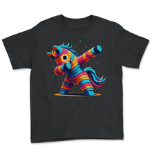 Load image into Gallery viewer, Donkey Pinata Dab Dabbing Funny Mexican Mexico Cinco De Mayo T Shirt - Youth Tee - Black

