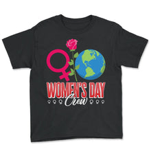 Load image into Gallery viewer, International Women&#39;s Day Shirt, Women&#39;s Day Crew Rose Female Symbol - Youth Tee - Black
