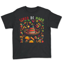Load image into Gallery viewer, Cinco De Mayo Mexican Mexico Cinco De Mayo T Shirt - Youth Tee - Black
