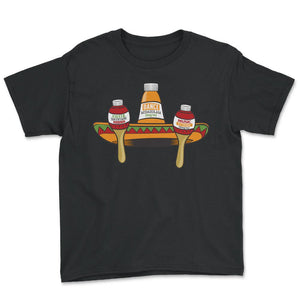 Nurse Shirt, Dance Fiesta Music Sumbrero Maracas Bottles Tee, Cinco - Youth Tee - Black