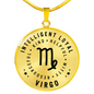 Virgo Zodiac Charm Circle Necklace Personality Traits Engraved Name Birthday Women Astrology Jewelry Sign Silver Gold Necklace