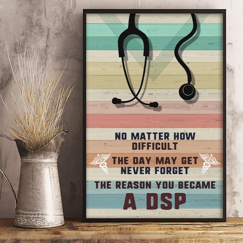 DSP Poster Portrait Canvas Print for Direct Support Person Women Nursing Student Birthday Gift