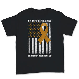 Leukemia Awareness Retro USA American Flag No One Fights Alone