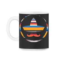 Load image into Gallery viewer, Cinco De Mayo Shirt, Mustache Mexican Hat, May 5th Fiesta Mexico - 11oz Mug - Black on White
