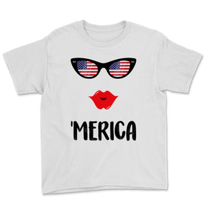 Merica Sunglasses America USA Flag Lips 4th of July Celebration Gift