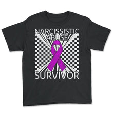 Load image into Gallery viewer, Narcissist Awareness Shirt, Narcissistic Abuse Survivor Purple Ribbon - Youth Tee - Black
