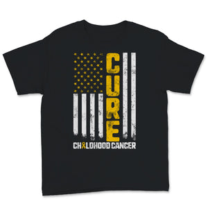 Cure Childhood Cancer Gold Ribbon Mom Kid awareness USA American Flag