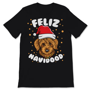 Feliz Navidood Goldendoodle Labradoodle Christmas Lights Santa Hat