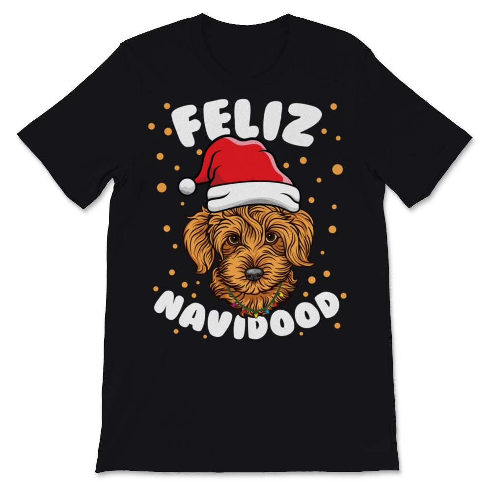 Feliz Navidood Goldendoodle Labradoodle Christmas Lights Santa Hat