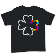 Load image into Gallery viewer, St Patrick&#39;s Day Autism Puzzle Awareness Shamrock Shape Wearing
