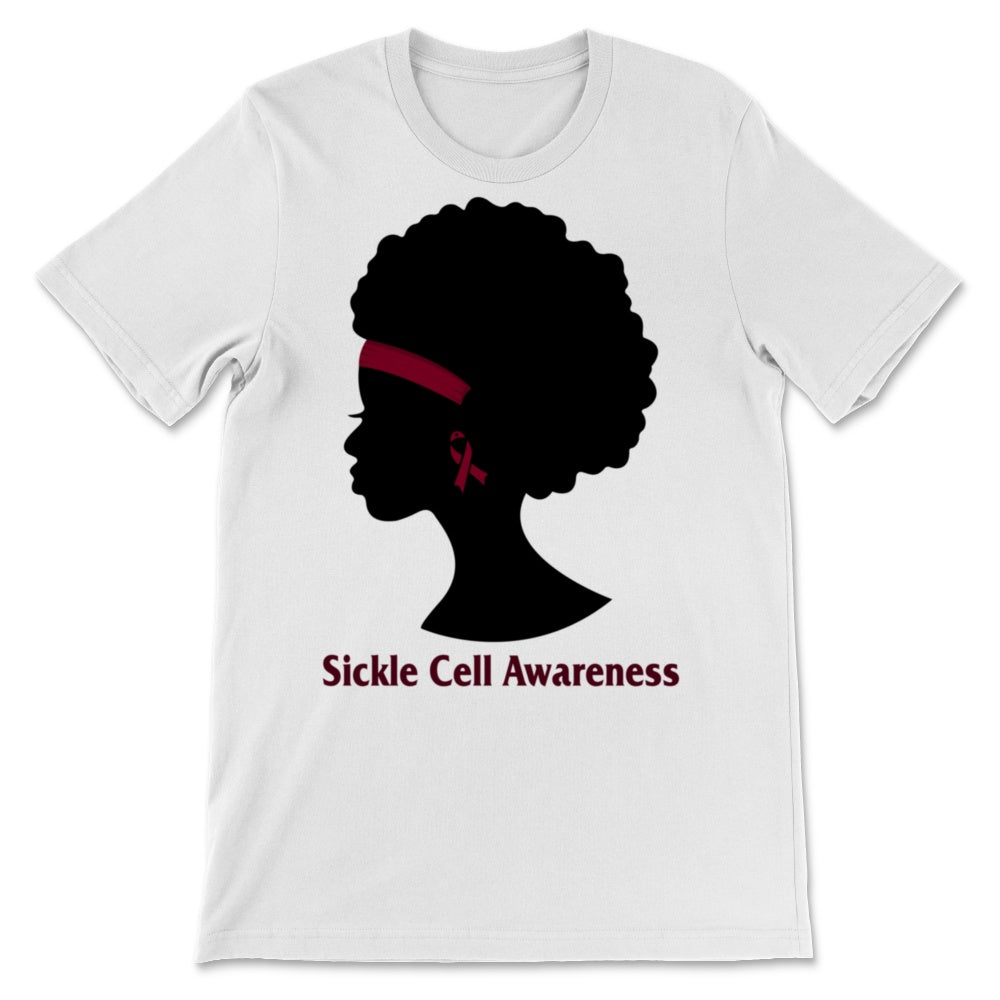 Sickle Cell Awareness Burgundy Ribbon Black Woman Warrior Watercolor