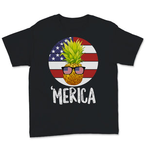 Merica Cute Pineapple Wearing Sunglasses America USA Flag 4th of July