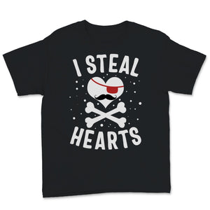I Steal Hearts Valentines Day Pirate Love Skull Kids Boy Crossbones