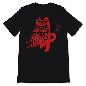 Brain Aneurysm Survivor By The Grace Of God Butterfly Red Ribbon
