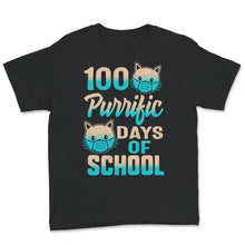 Load image into Gallery viewer, 100 Purrific Days Of School, Funny 100 Days Cat Mask Tee, Teacher And
