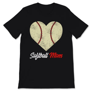 Softball Mom Sport Son Player Heart Lover Retro Mother's Day Gift for