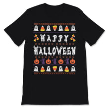 Load image into Gallery viewer, Funny Ugly Sweater Happy Halloween Costume Candycorn Ghost Witch
