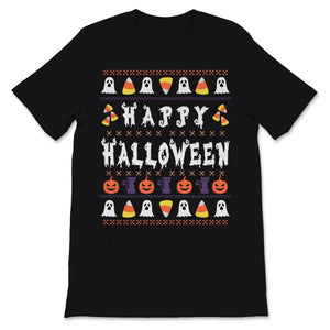 Funny Ugly Sweater Happy Halloween Costume Candycorn Ghost Witch