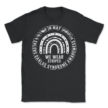 Load image into Gallery viewer, In May We Wear Stripes Ehlers Danlos Syndrome Awareness Rainbow Shirt - Unisex T-Shirt - Black
