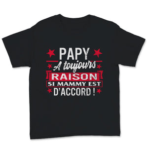 Tee shirt Papy Grands-Pères A Toujours Raison Cadeau Fête Des Pères