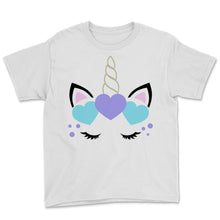 Load image into Gallery viewer, Cute Unicorn Face Valentine&#39;s Day Shirt Purple Hearts Gift For Her
