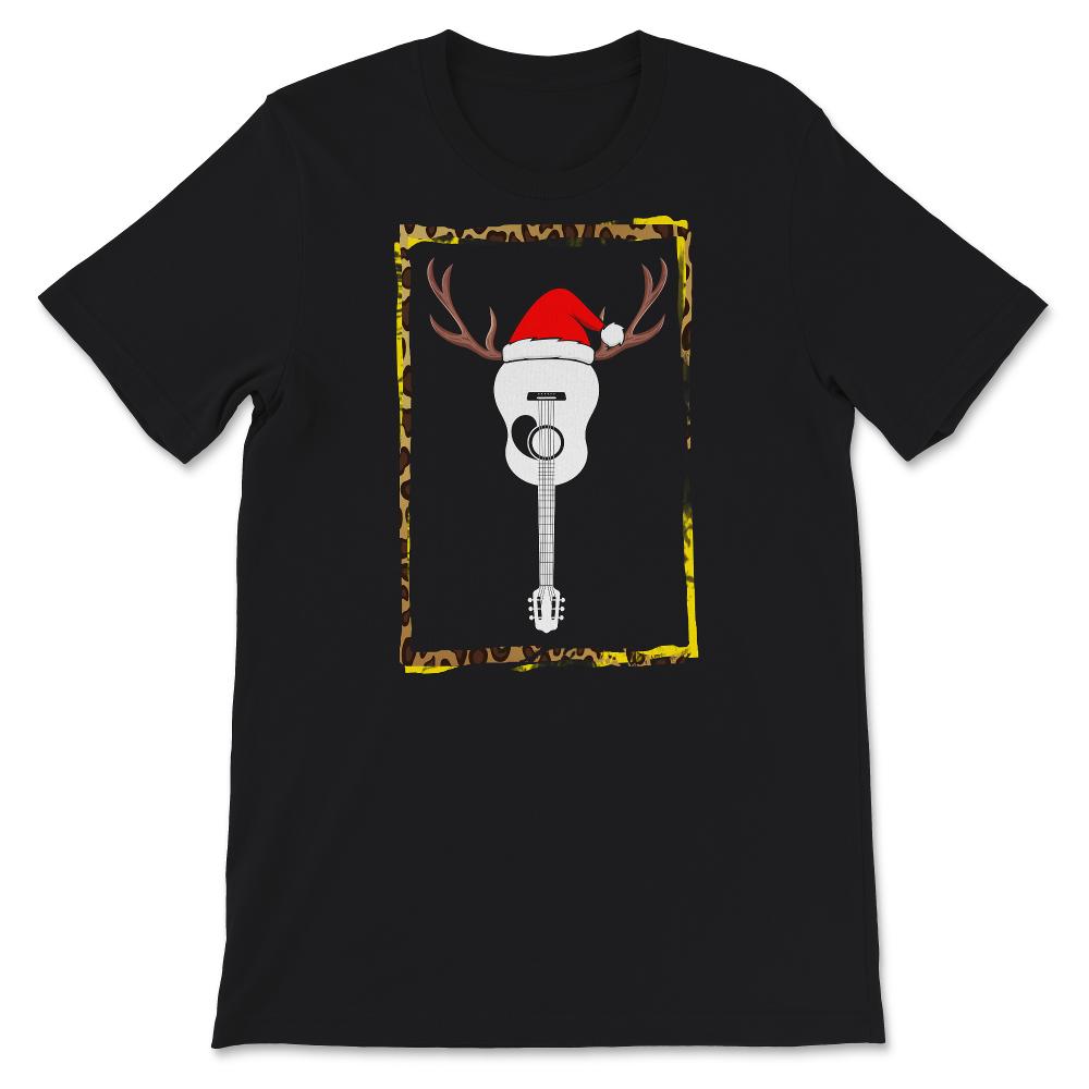Christmas Tee Shirt, Christmas Santa Hat Gift, Guitar Reindeer