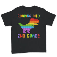 Load image into Gallery viewer, Back To School Shirt, Roaring Into 2nd Grade, Dinosaur T-Rex Popping
