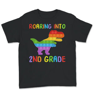 Back To School Shirt, Roaring Into 2nd Grade, Dinosaur T-Rex Popping