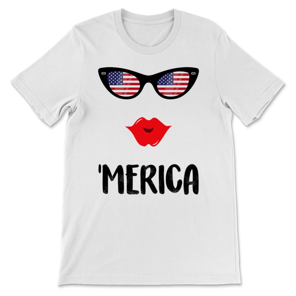 Merica Sunglasses America USA Flag Lips 4th of July Celebration Gift