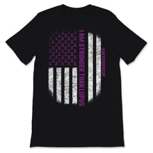 Load image into Gallery viewer, I Am Stronger Than Lupus Awareness Retro USA American Flag Purple
