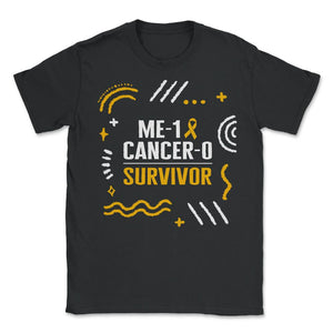 Childhood Cancer Awareness Shirt, Me-1 Cancer-0 Survivor Gold Ribbon - Unisex T-Shirt - Black