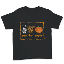 Load image into Gallery viewer, Halloween Costume Shirt, Peace Love Pumpkins, Women&#39;s Halloween
