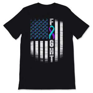 Suicide Prevention Awareness Fight USA American Flag Teal & Purple