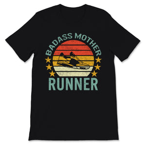 Badass Mother Runner Mother's Day Vintage Sunset Funny Running Mama