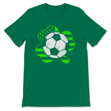 Load image into Gallery viewer, St Patrick&#39;s Day Soccer Ball Green USA American Flag Shamrock Shape
