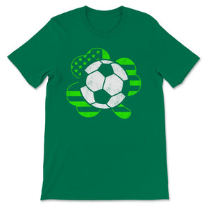 St Patrick's Day Soccer Ball Green USA American Flag Shamrock Shape