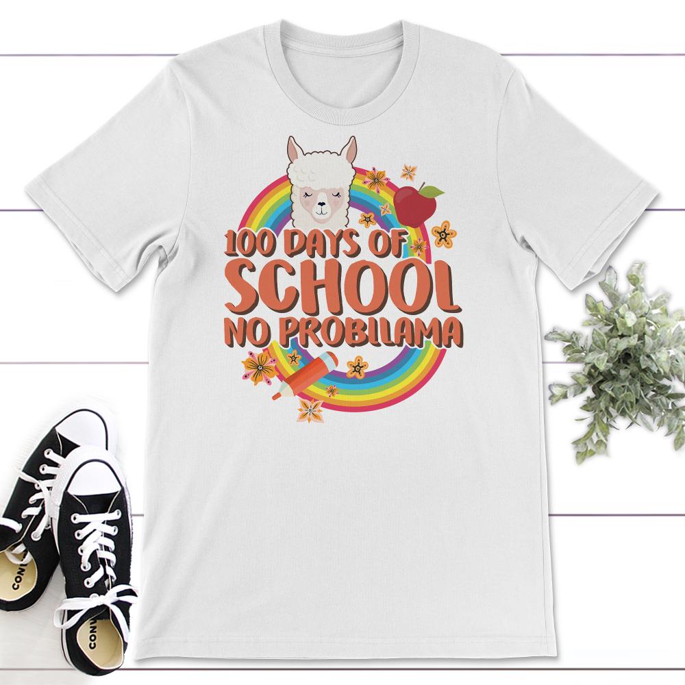 100 Days Of School, No Prob-Llama, Funny 100 Days Of School Llama Tee