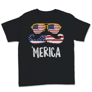 Merica Sunglasses America USA Flag Mustache 4th of July Celebration