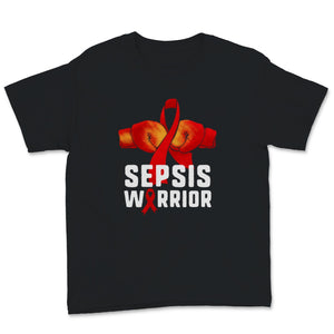 Sepsis Warrior Red Ribbon Boxing Gloves Awareness Faith Warrior