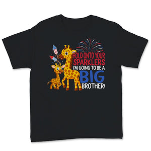 Big Brother Sparkler Cute Giraffe 4th of July Pregnancy Announcement