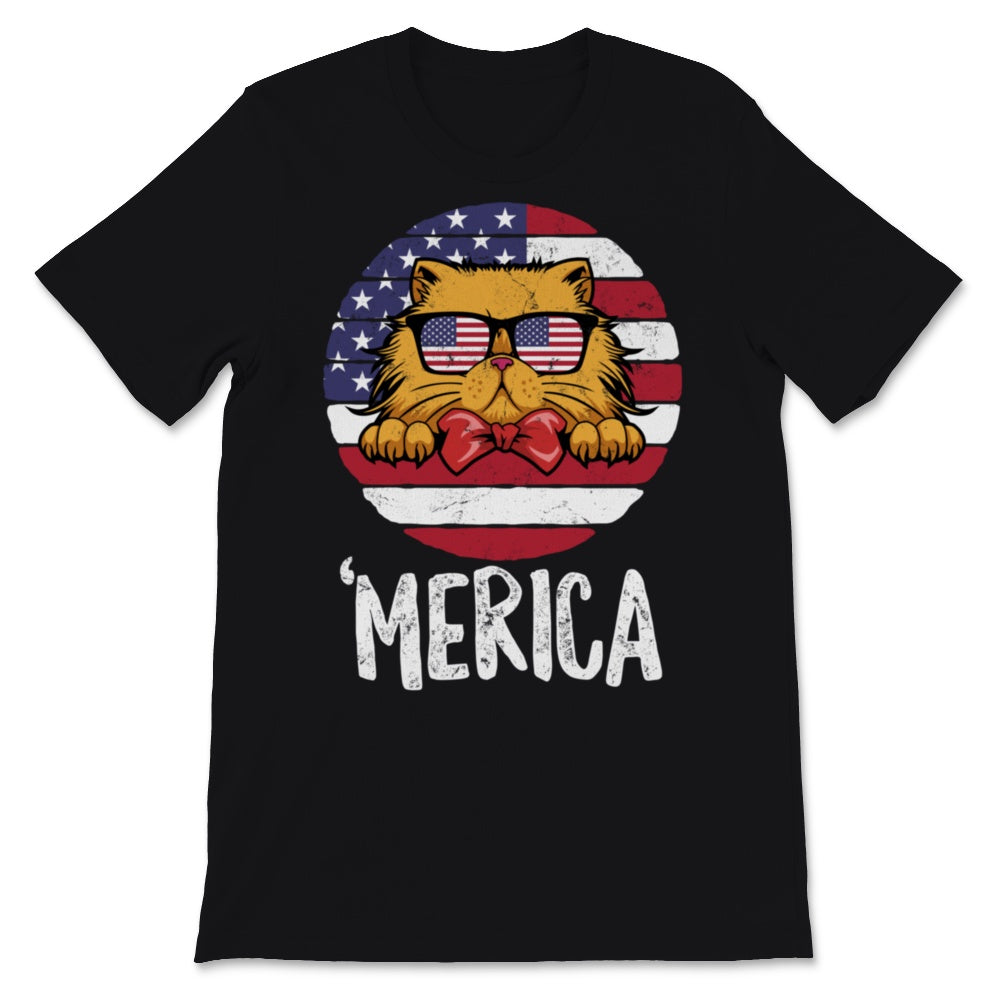 Merica Cute Cat Wearing Sunglasses America USA Flag 4th of July